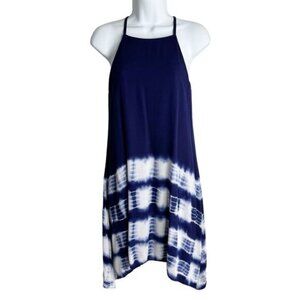 Blue Rain Women's Tunic Swing Dress XS Blue Tie Dye Sleeveless Asymmetric Hem